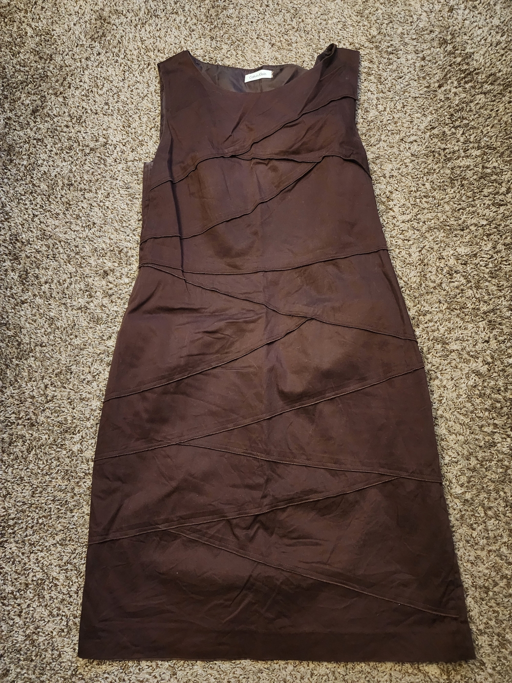 Calvin Klein Chocolate Brown Sleeveless Sheath Dress